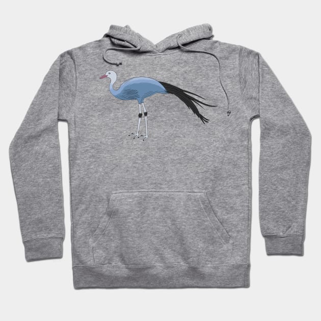 Blue crane bird cartoon illustration Hoodie by Cartoons of fun